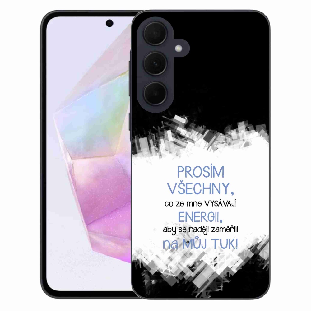 Gél borító mmCase Samsung Galaxy A35 5G - vicces szöveg 1 kék