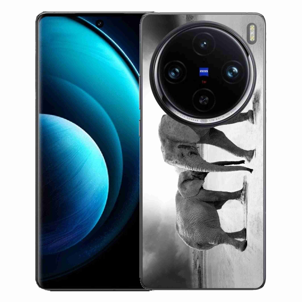 Zselés borítás mmCase a Vivo X100 Pro 5G készülékhez - fekete és fehér elefántok