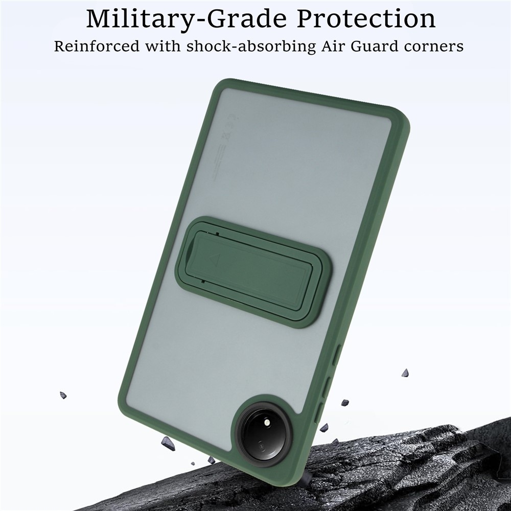 Skiny zselés tok kemény hátlappal és flip állvánnyal Xiaomi Redmi Pad SE 8.7-hez - zöld színű