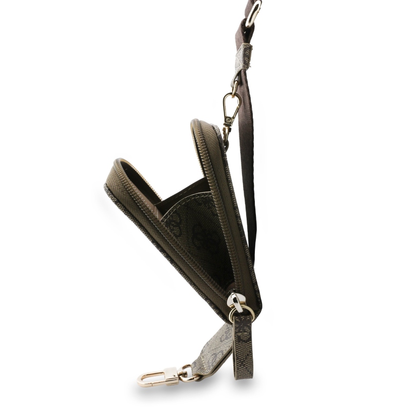 Guess Crossbody Strap PU 4G fém logó + pénztárca barna