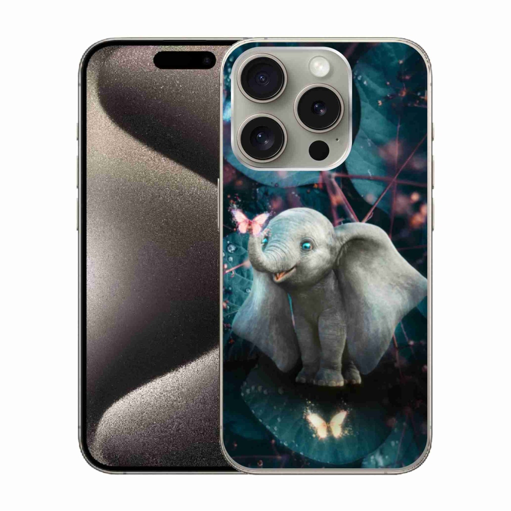 Zselés borítás mmCase iPhone 15 Pro készülékhez - aranyos elefánt