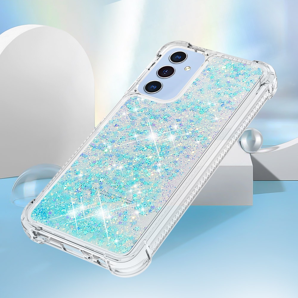 Glitter homokóra zselés tok Samsung Galaxy A17 4G/5G - kék / csillagok