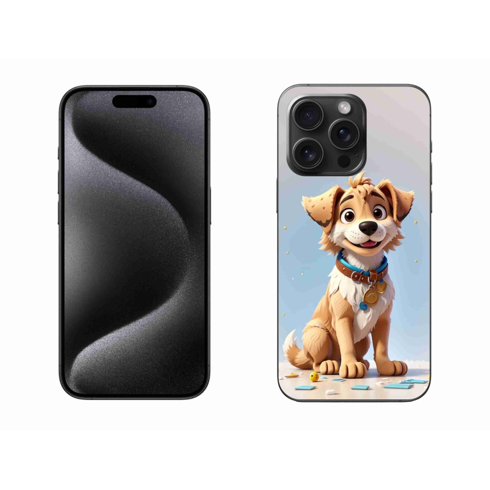 Zselés borítás mmCase iPhone 15 Pro Max készülékhez - rajzfilm kölyökkutya