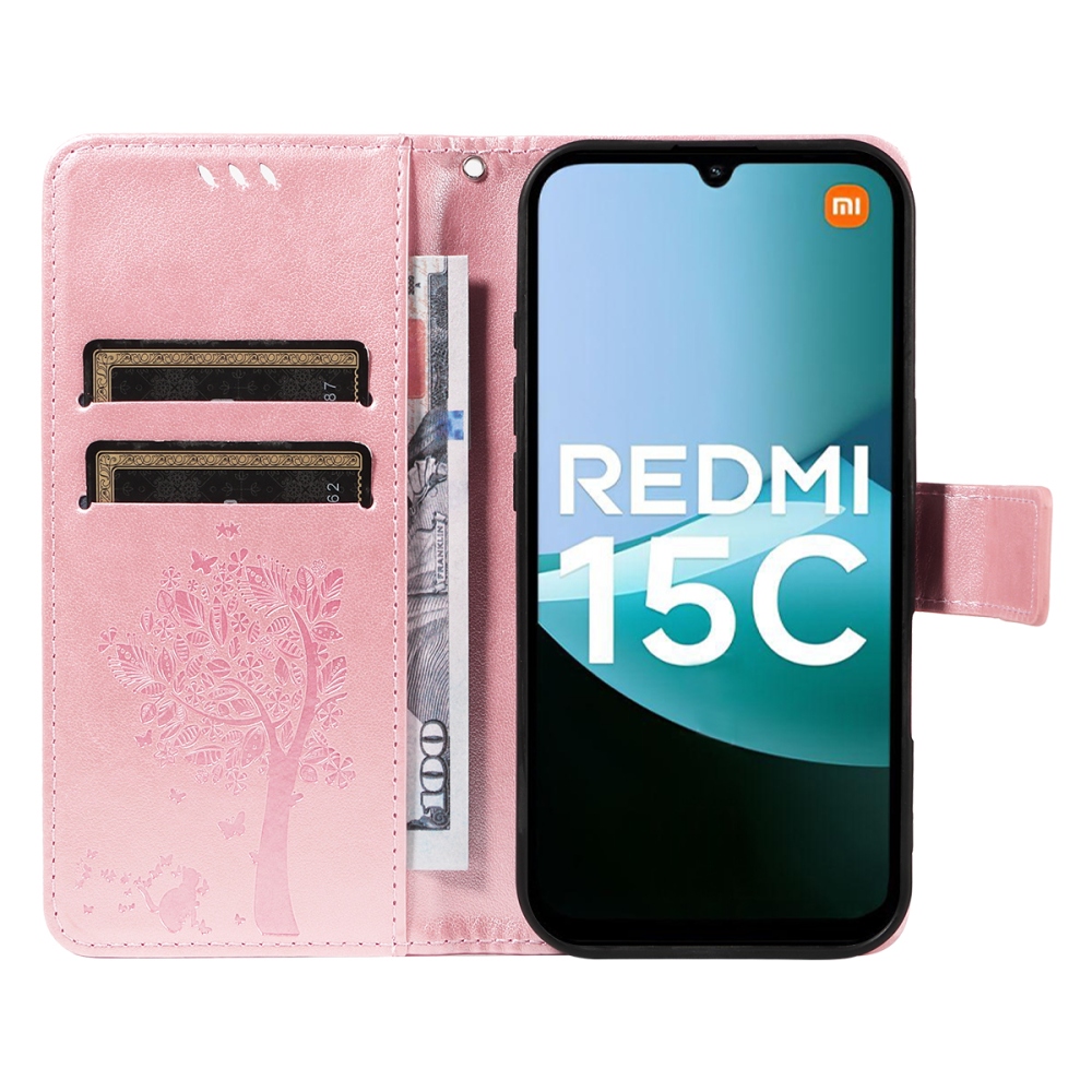 Fák könyve tok Xiaomi Redmi 15C 4G/5G (173mm) - rózsaarany