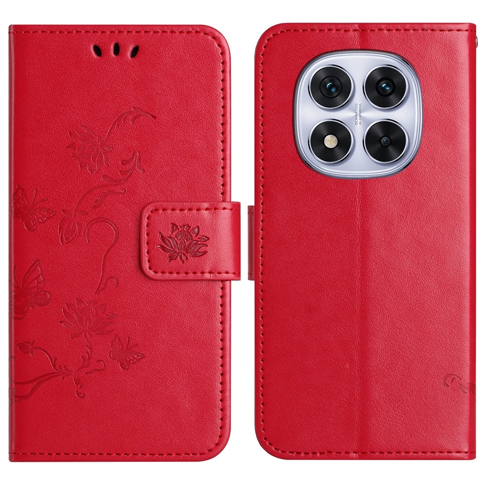 Virágos könyv tok Xiaomi Redmi Note 14 Pro 5G/Poco X7 5G/Note 14 Pro+ 5G - piros
