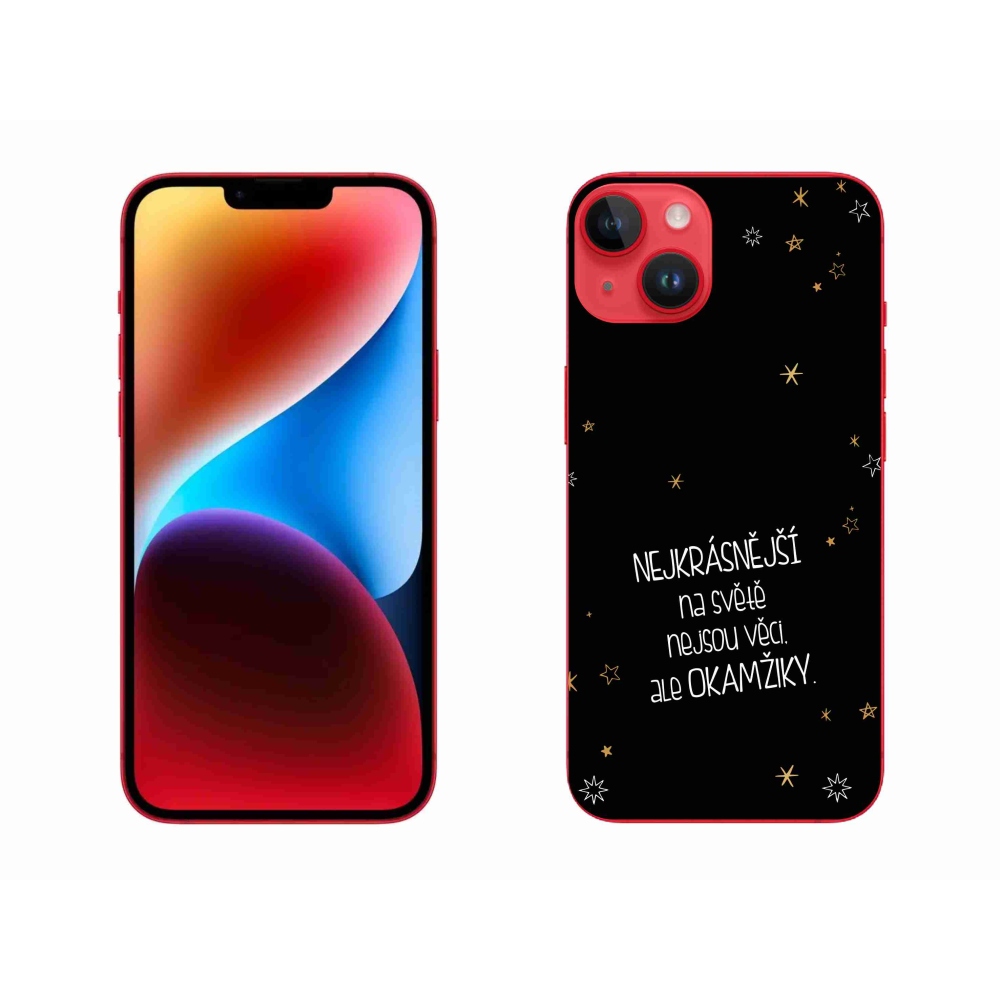 Zselés borítás mmCase iPhone 14 Plus készülékhez - idézet 4 fekete háttér