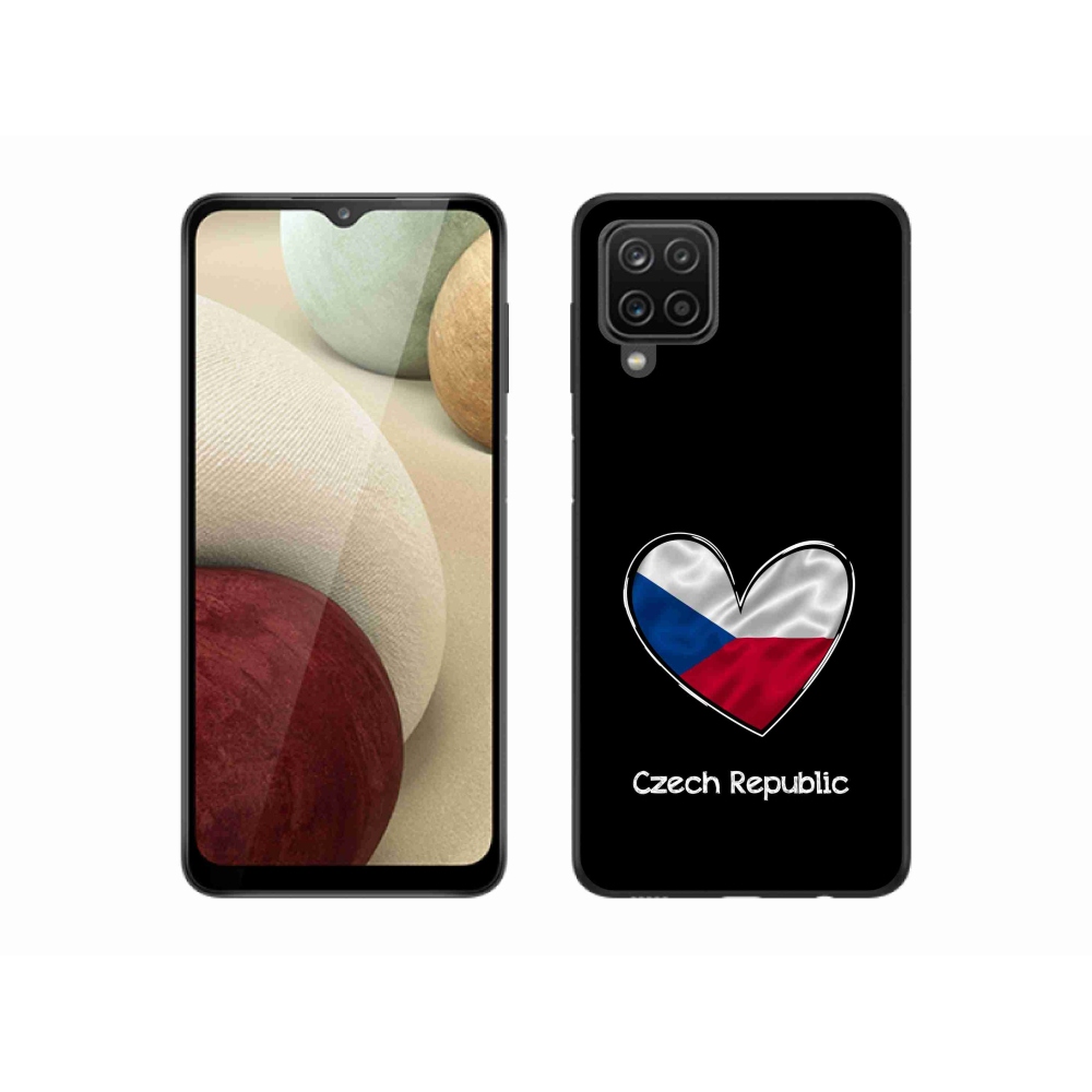 Gél borítás mmCase Samsung Galaxy A12 - zászlós szív fekete háttérrel