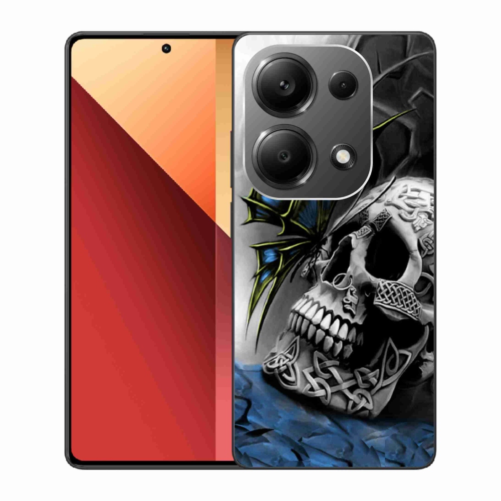 Gél borítás mmCase a Xiaomi Redmi Note 13 Pro 4G/Poco M6 Pro - pillangó és koponya számára