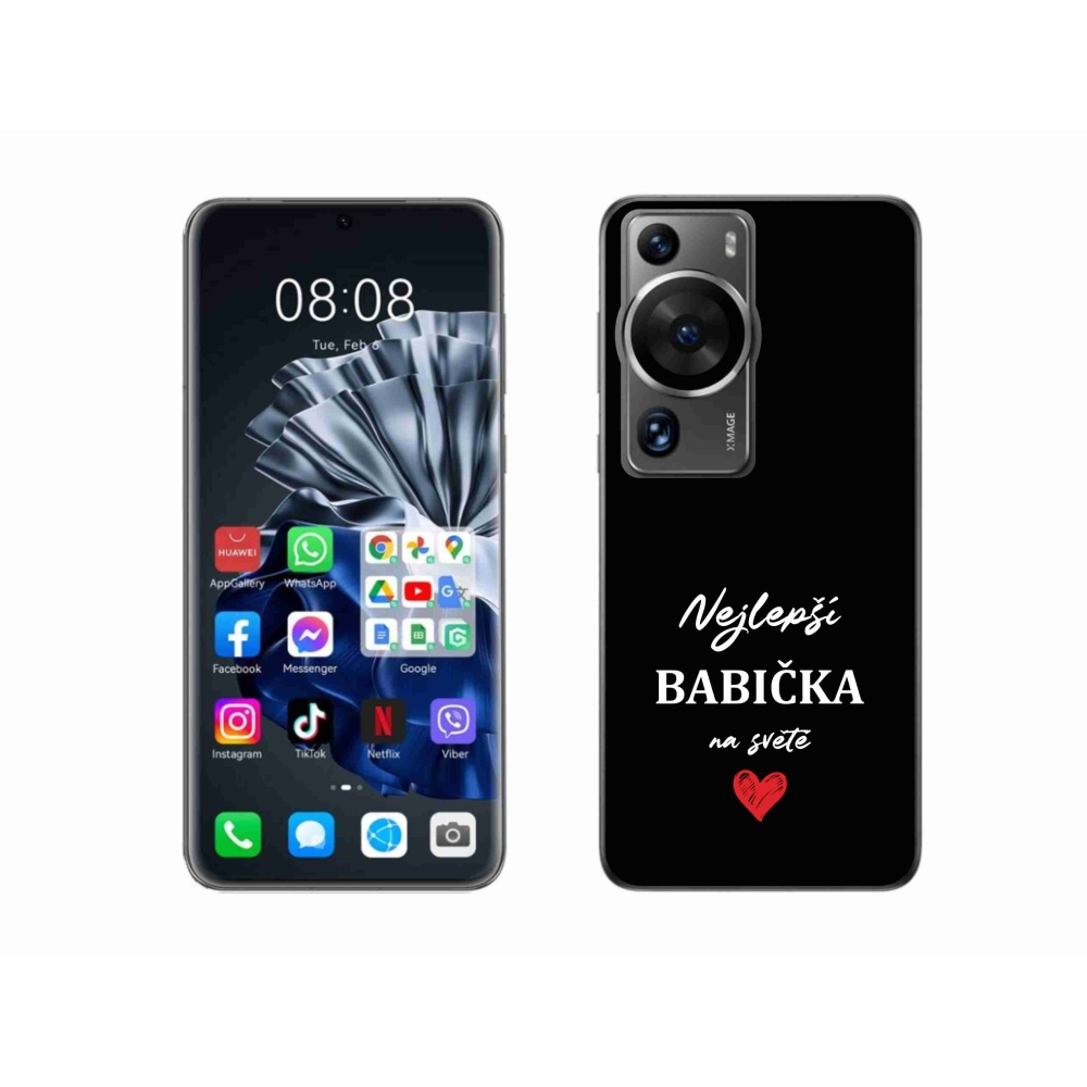 Gél borítás mmCase a Huawei P60 Pro - Best Grandma 1 fekete háttérrel