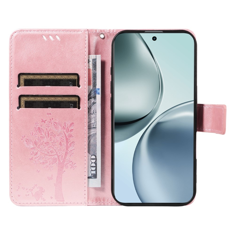 Fák könyvtáska a Realme 14 Pro+ 5G számára - rózsaarany színben