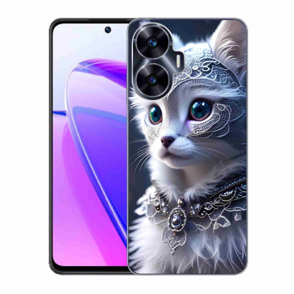 Zselés borítás mmCase a Realme C55 készülékhez - fehér macska