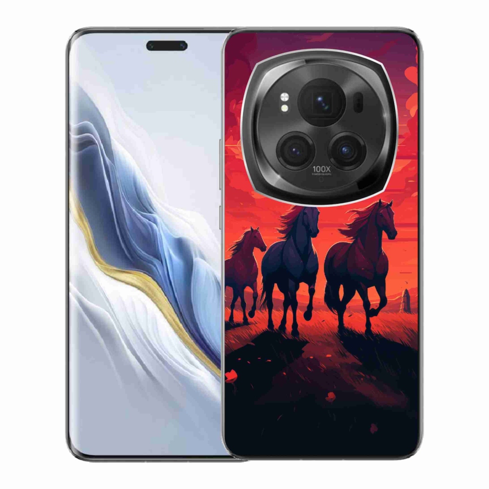 Gél borítás mmCase a Honor Magic 6 Pro 5G számára - lovak és naplemente