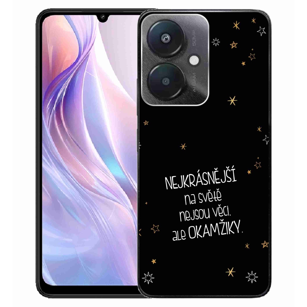 Gél borító mmCase a Xiaomi Redmi 13C 5G számára - idézem 4 fekete háttérrel