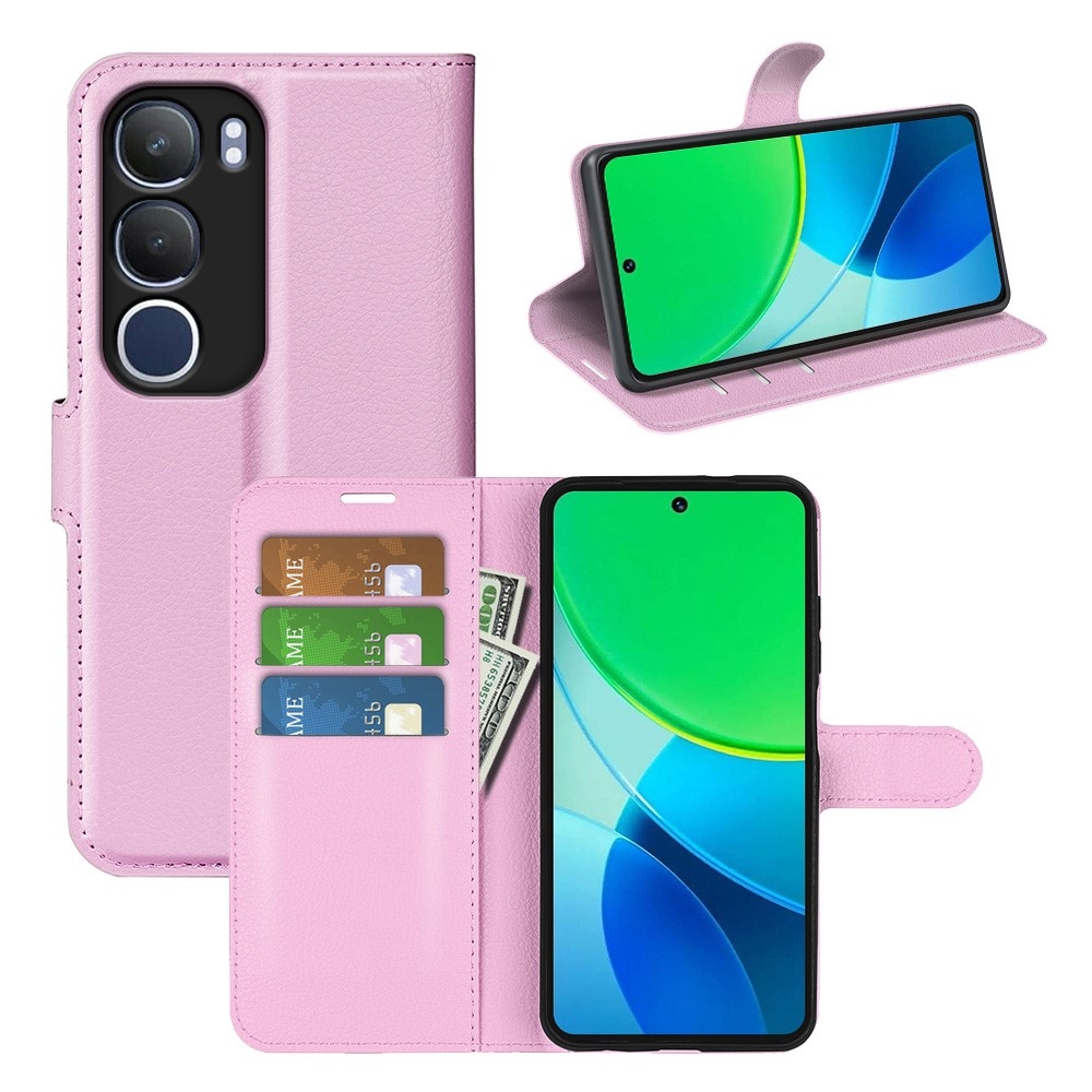 Litchi könyvtáska Vivo Y19s készülékhez - rózsaszín