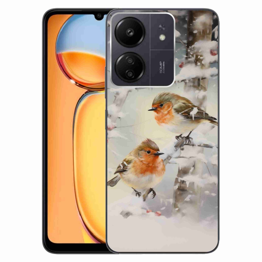 Gél borítás mmCase a Xiaomi Poco C65/Redmi 13C számára - madarak télen