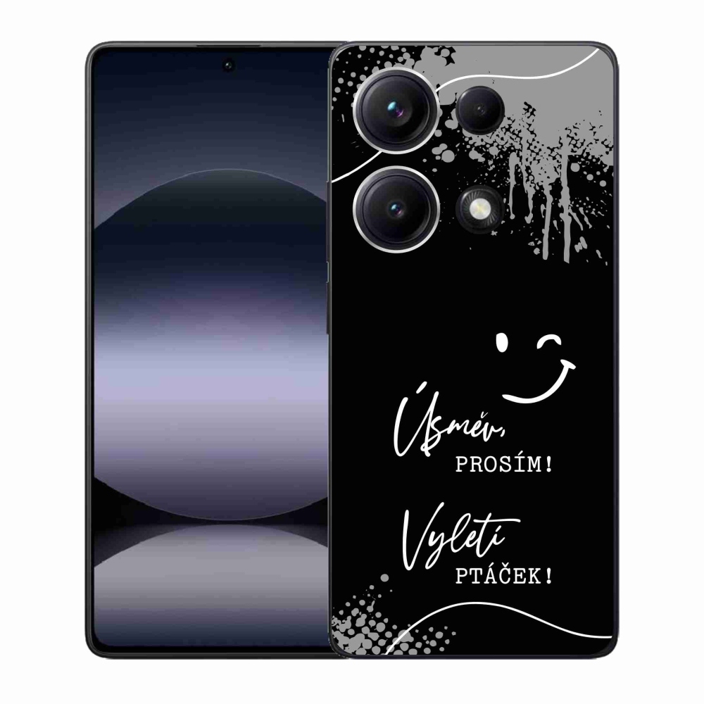 Gél borító mmCase a Xiaomi Redmi Note 14S számára - vicces szöveg 4 fekete háttérrel