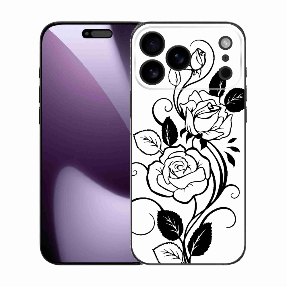Zselés borítás mmCase iPhone 17 Pro Max készülékhez - fekete és fehér rózsa