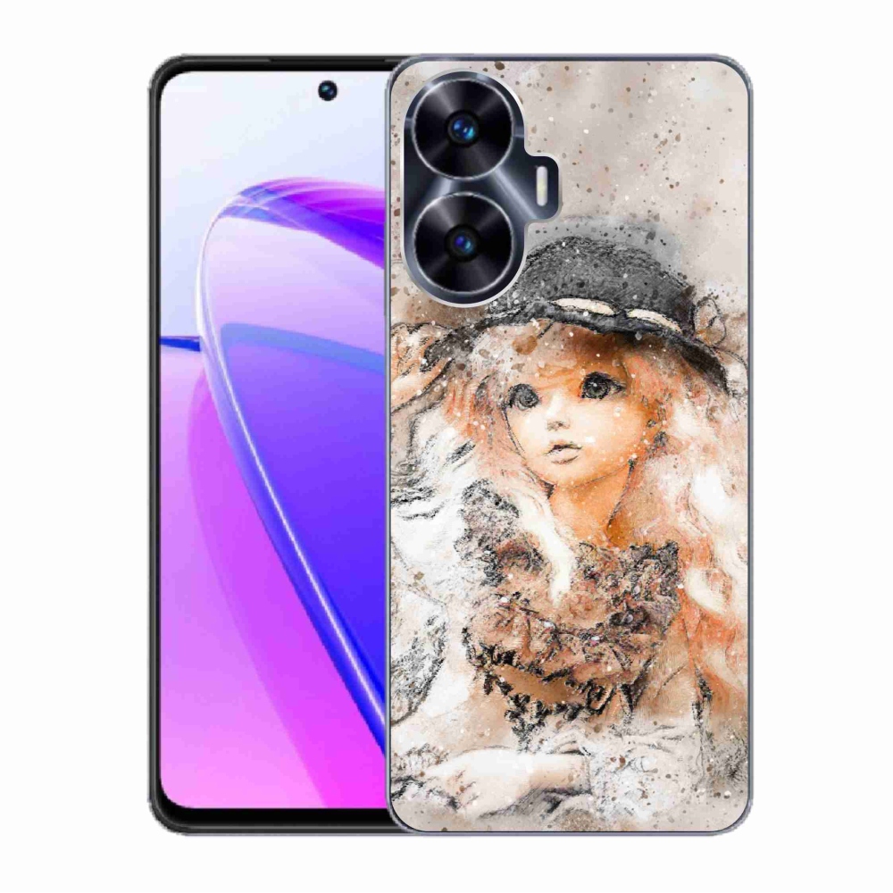 Gél borító mmCase a Realme C55 készülékhez - kislány kalapban