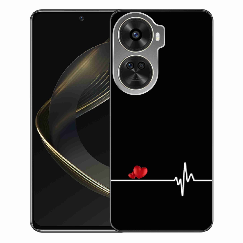 Gél borítás mmCase a Huawei Nova 12 SE-hez - szív és szívverés fekete háttérrel