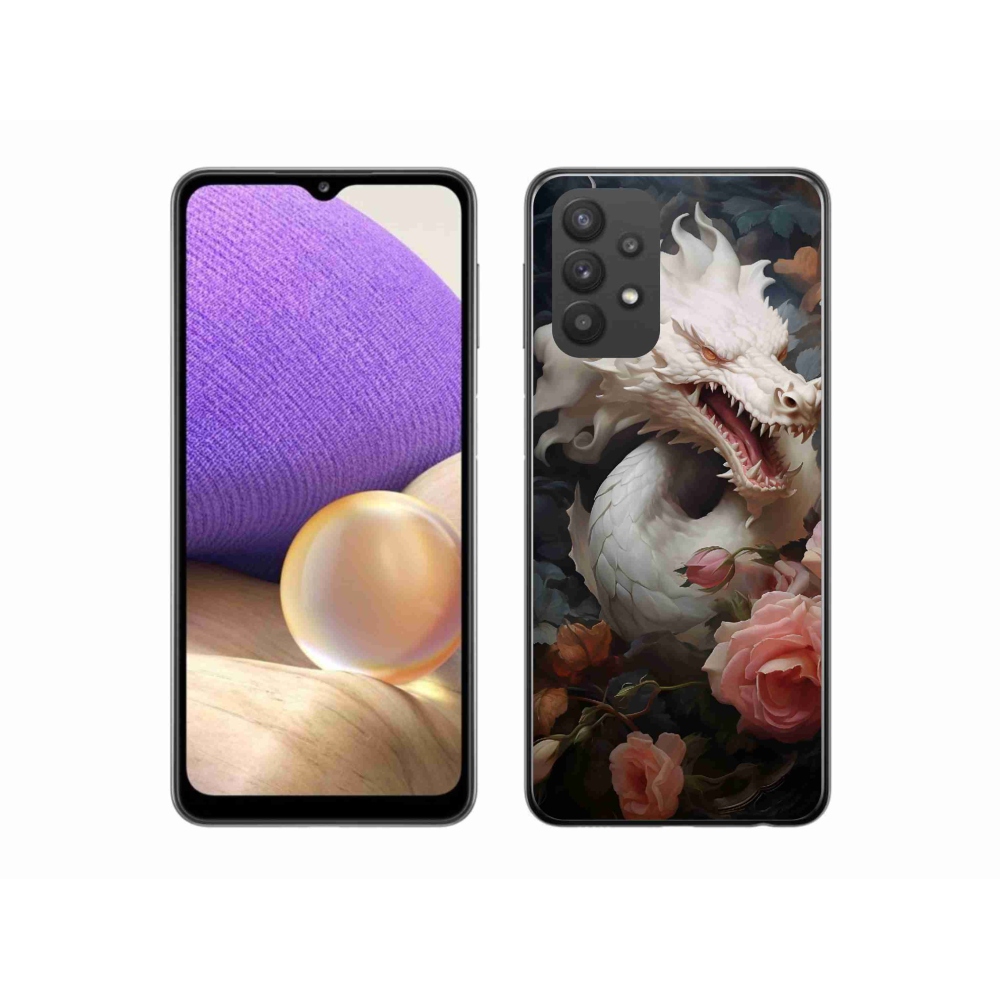 Gél védőhuzat mmCase Samsung Galaxy A32 5G - fehér sárkányhoz