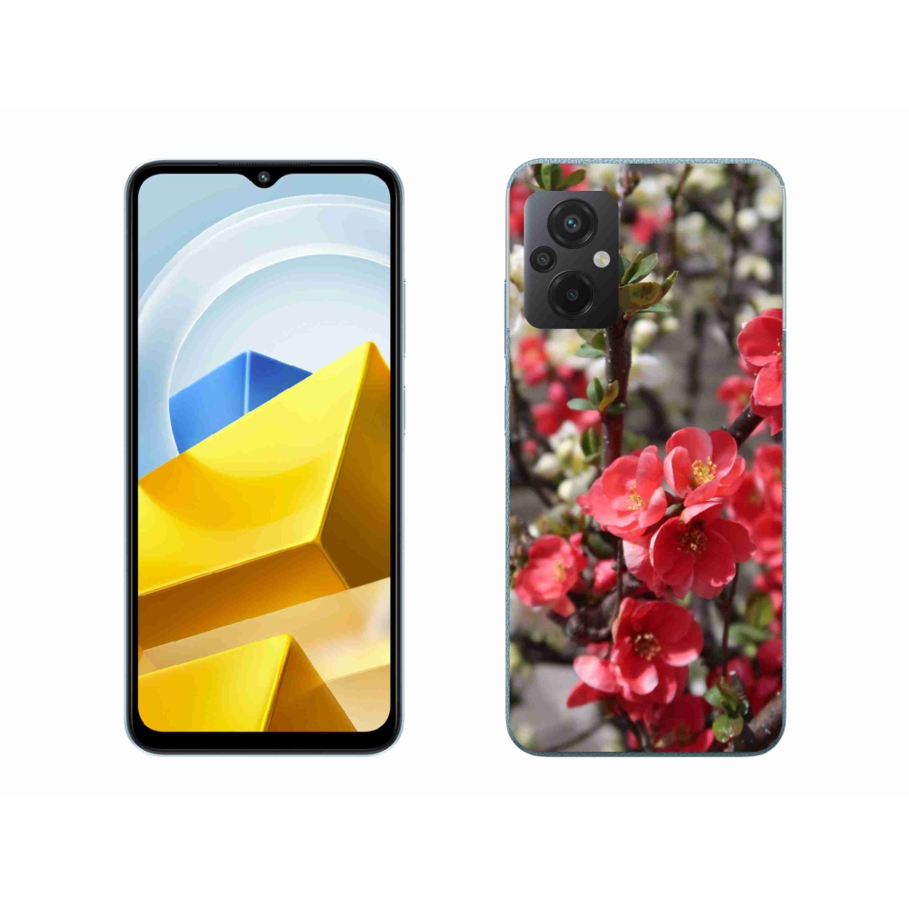 Gél borítás mmCase a Xiaomi Poco M5 4G-hez - piros virágok