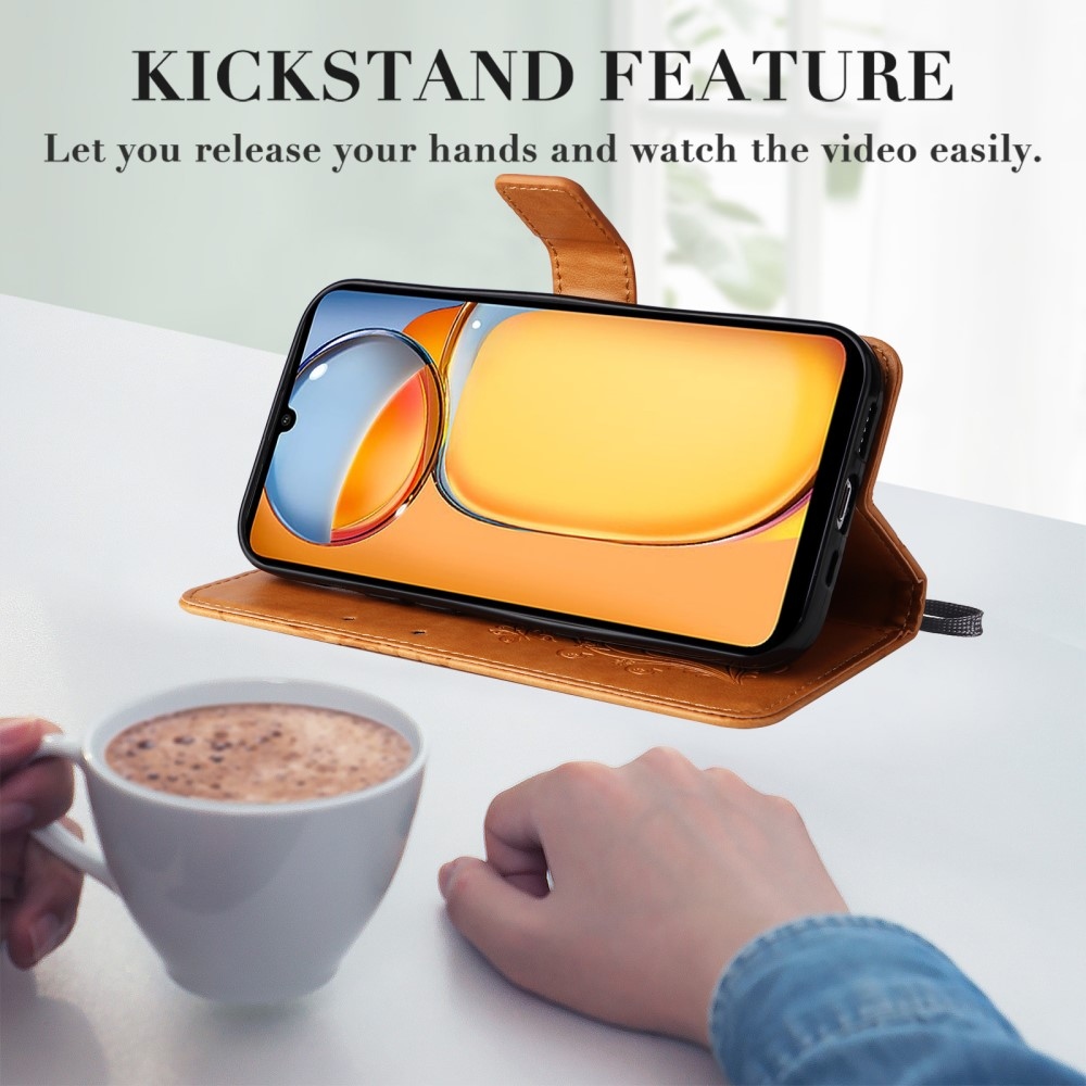 Nagy pillangó könyv tok Xiaomi Poco C65/Redmi 13C - sárga