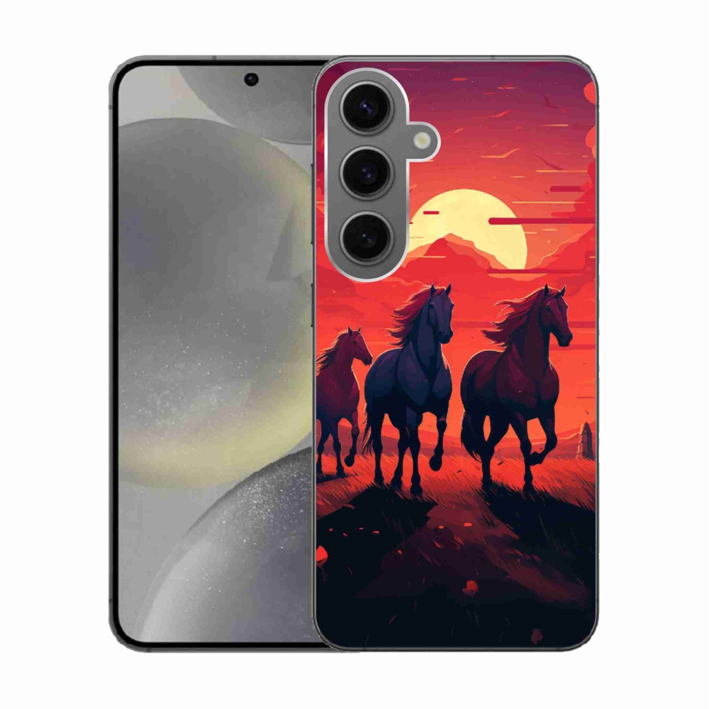 Gél borítás mmCase Samsung Galaxy S24 - lovak és naplemente