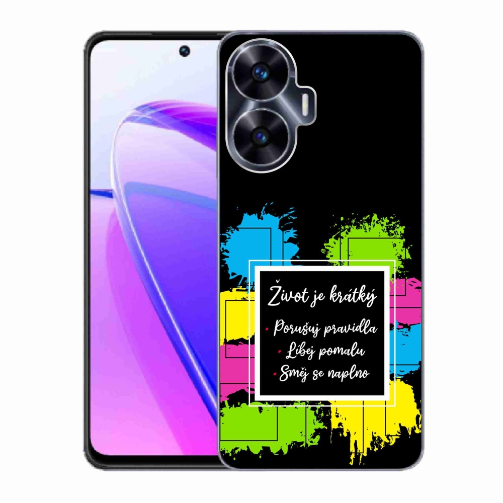 Gél borító mmCase a Realme C55 készülékre - idézet 5 fekete háttér