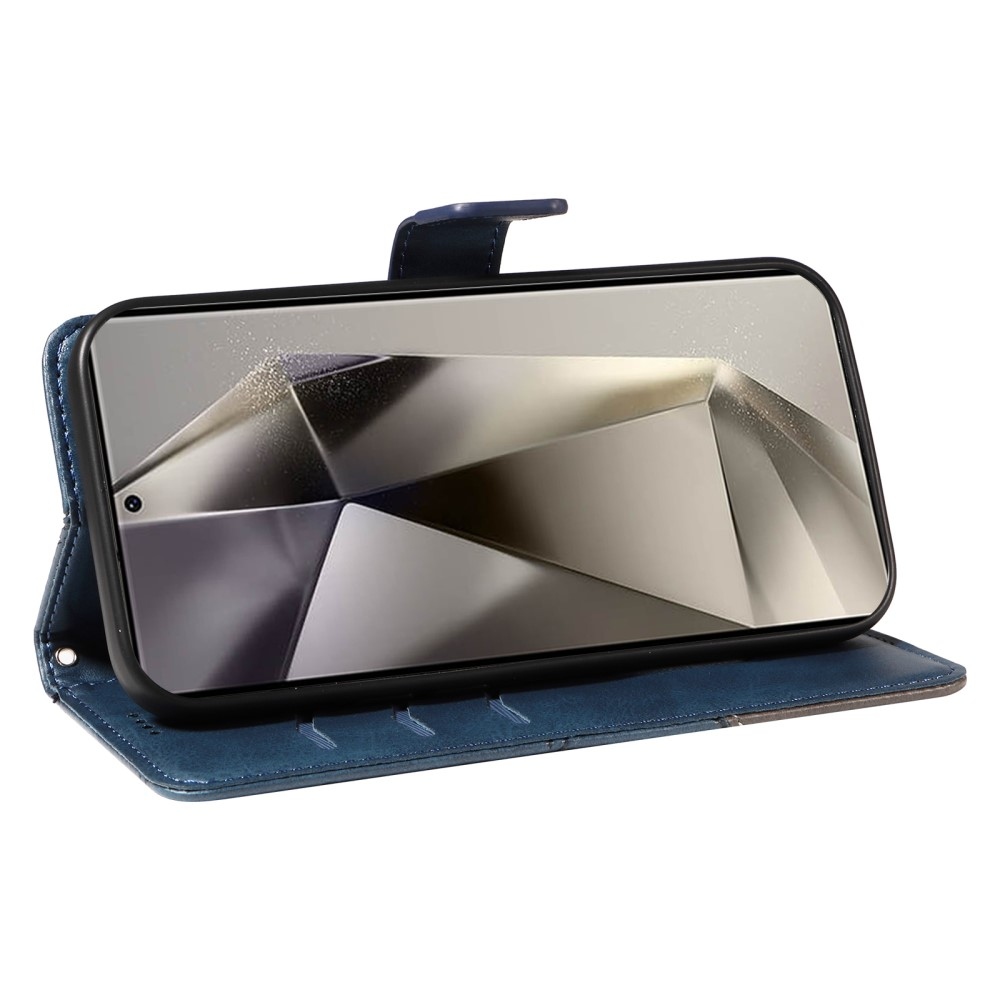 Vonalas könyv tok Samsung Galaxy S25 Ultra - kék