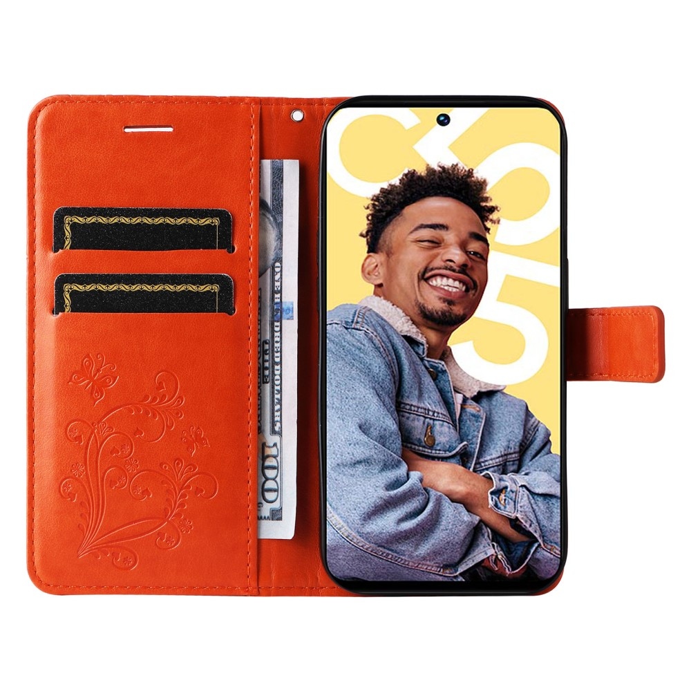 Nagy pillangó könyvtáska Realme C55 készülékhez - narancssárga