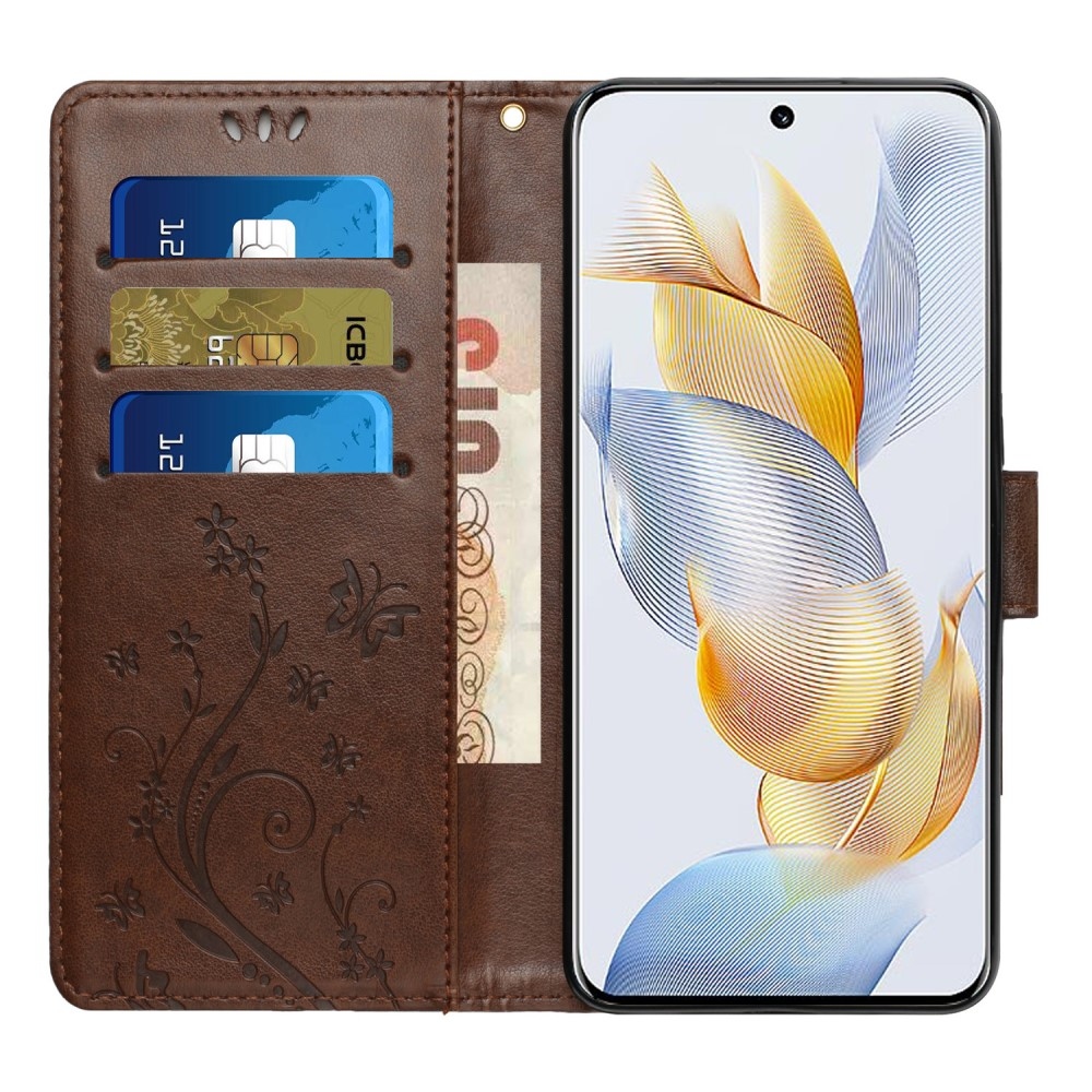 Virágok könyvtáska Honor 90 - barna