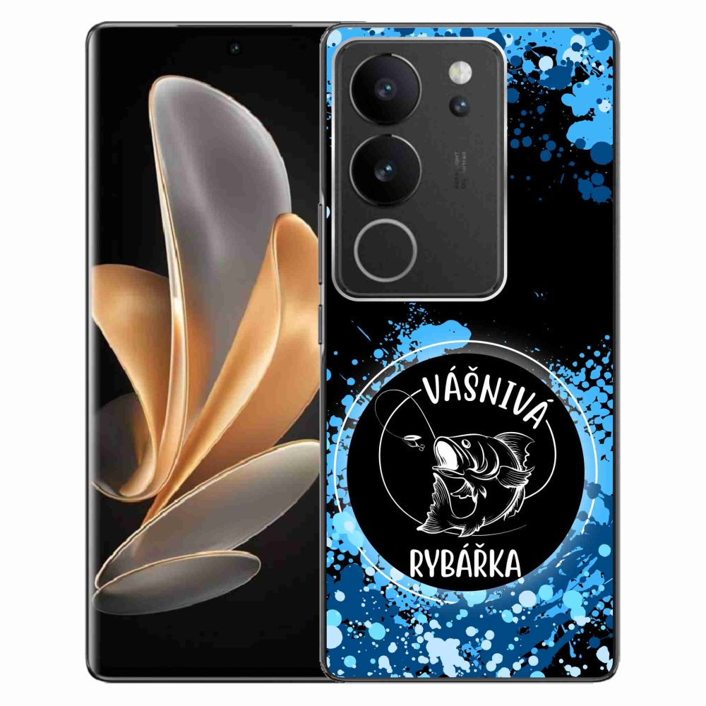 Gél borító mmCase a Vivo V29 5G-n - szenvedélyes halász fekete háttérrel