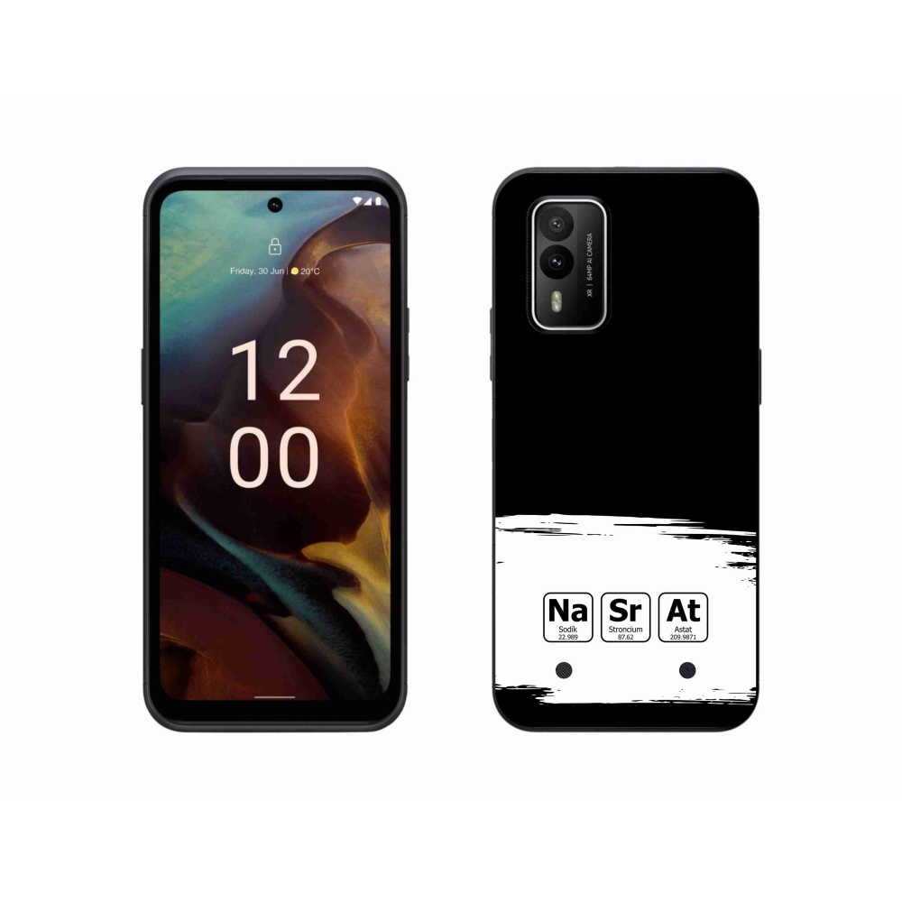 Zselés borító mmCase a Nokia XR21 készülékhez - kémiai elemek fehér és fekete háttérrel