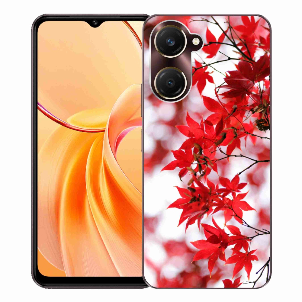 Zselés borítás mmCase a Vivo Y28s 5G-hez - piros levelek