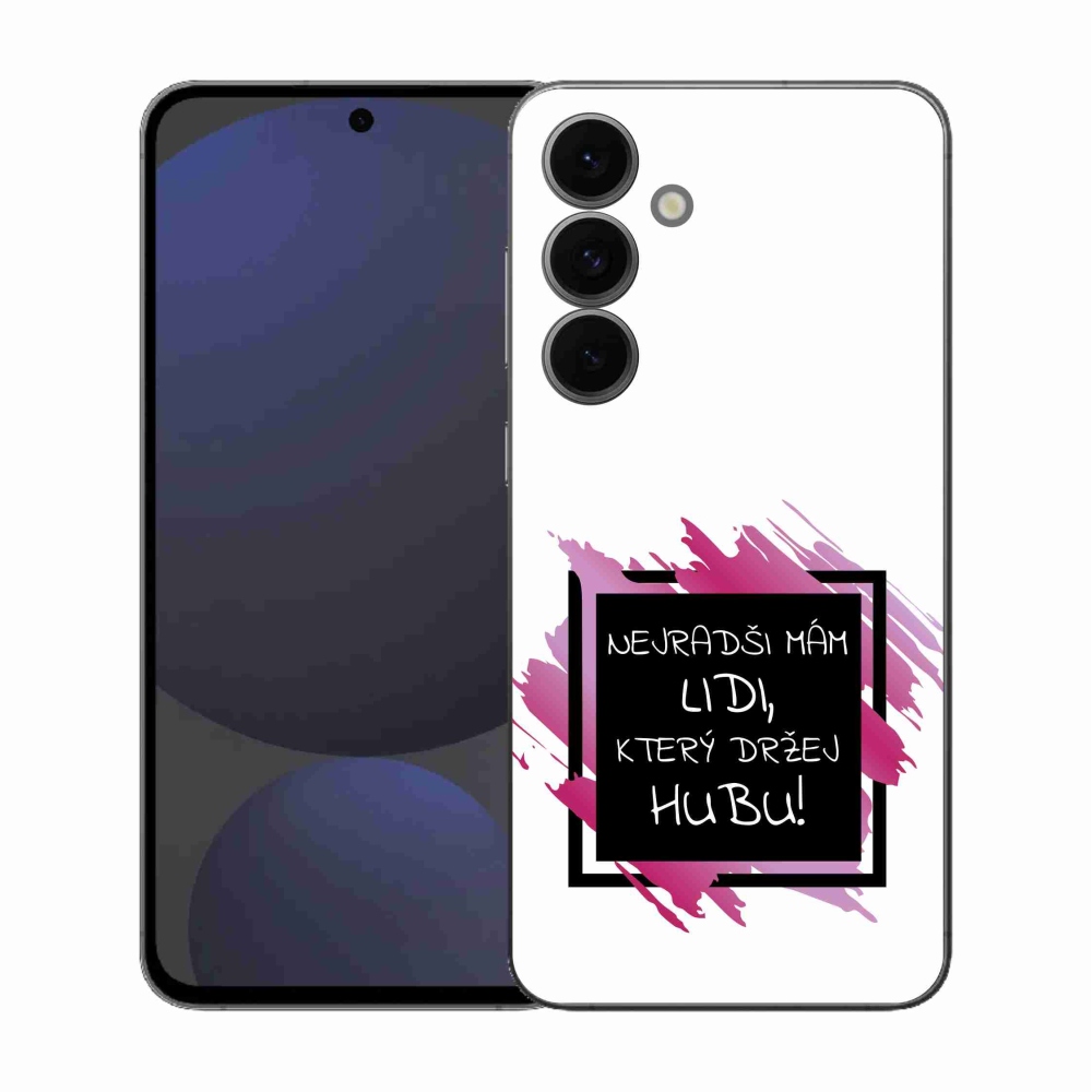 Gél borító mmCase Samsung Galaxy S25 FE - vicces szöveg 7 fekete-fehér háttérrel