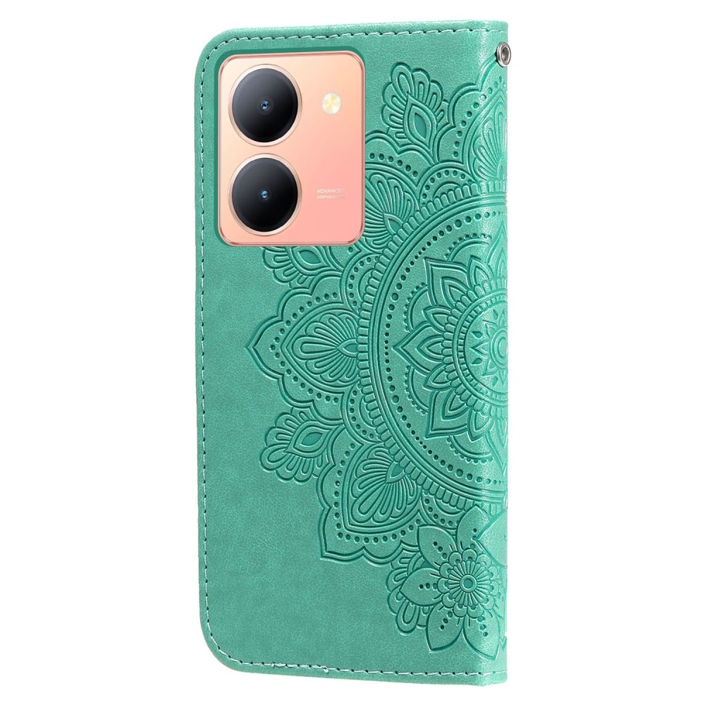 Virágos könyvtáska a Vivo Y36-hoz - teáskék színű