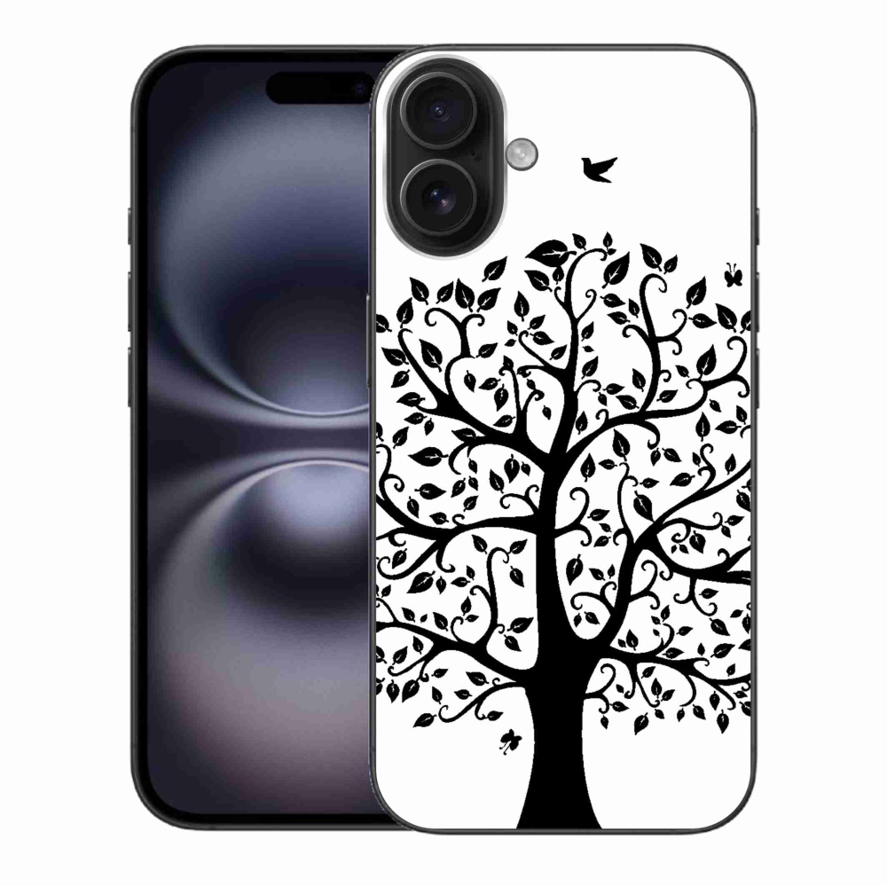 Zselés borítás mmCase iPhone 16 Plus készülékhez - fekete-fehér fa