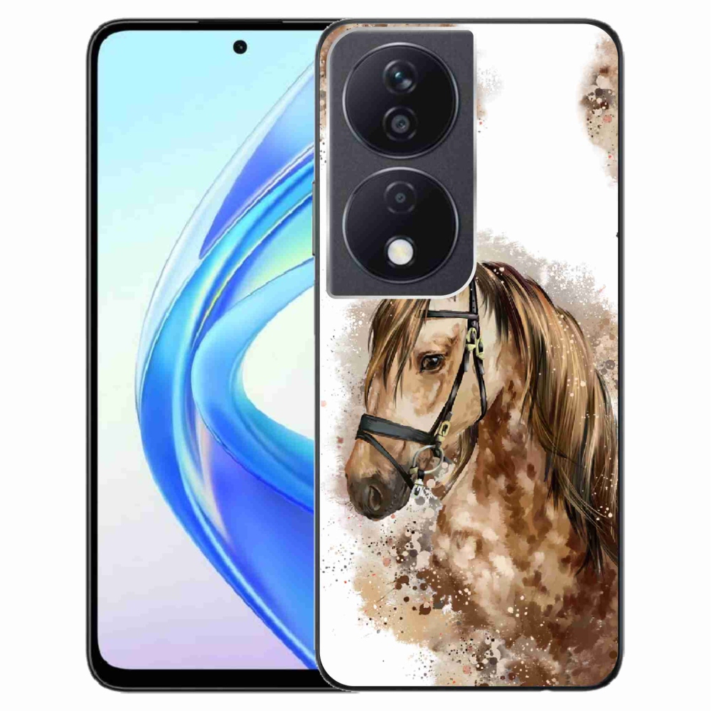 Zselés borító mmCase a Honor X7b/Honor 90 Smart készülékhez - barna rajzfilm ló