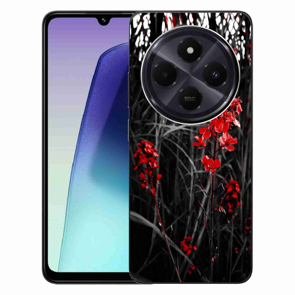 Gél borítás mmCase a Xiaomi Redmi 14C/Poco C75-hez - piros növény