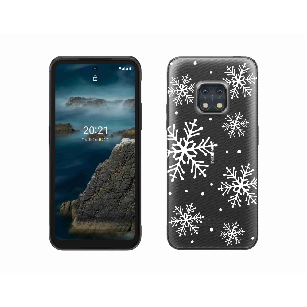 Zselés borítás mmCase a Nokia XR20 készülékhez - fehér pelyhek átlátszó háttéren