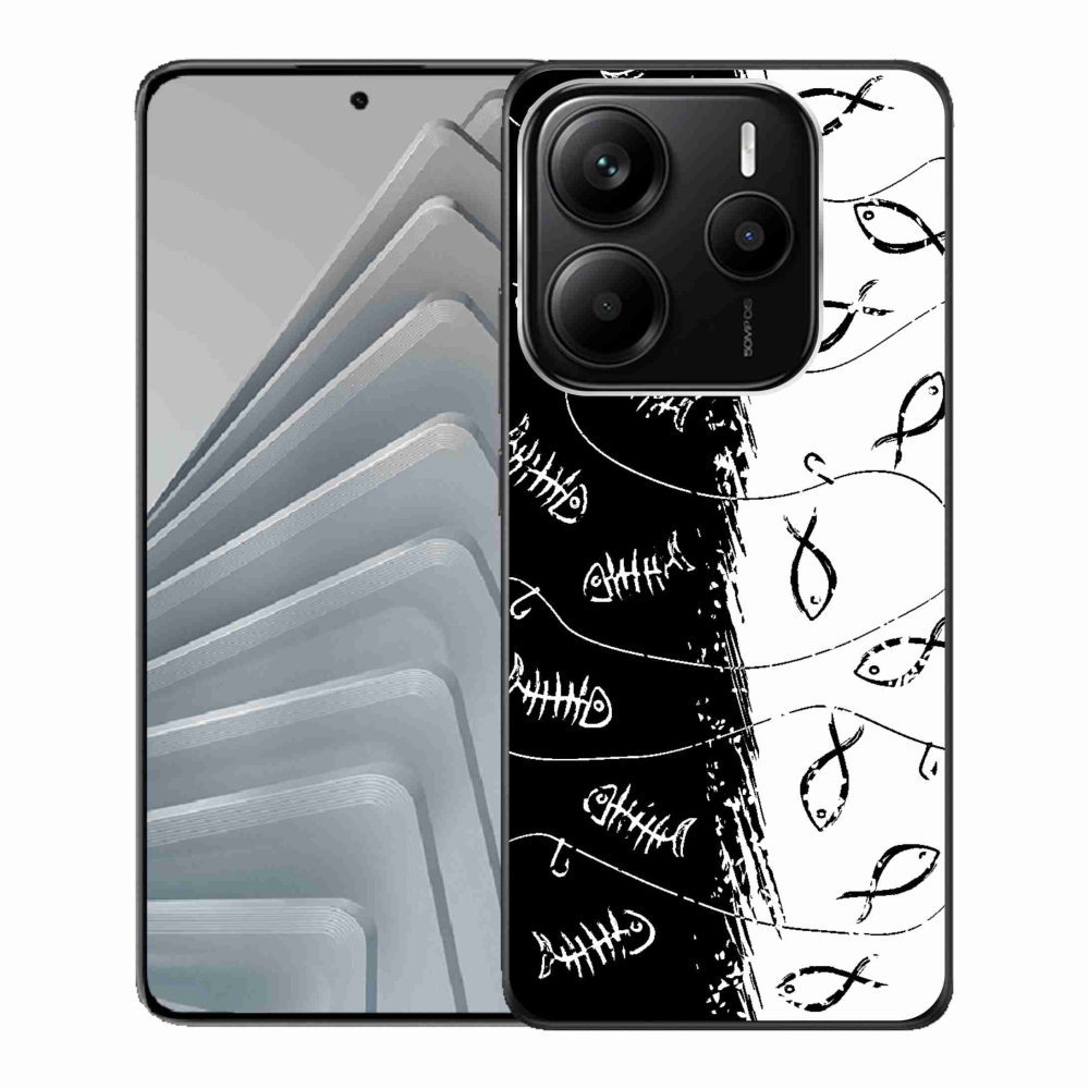 Gél borító mmCase a Xiaomi Redmi Note 14 5G számára - csontvázak és halak