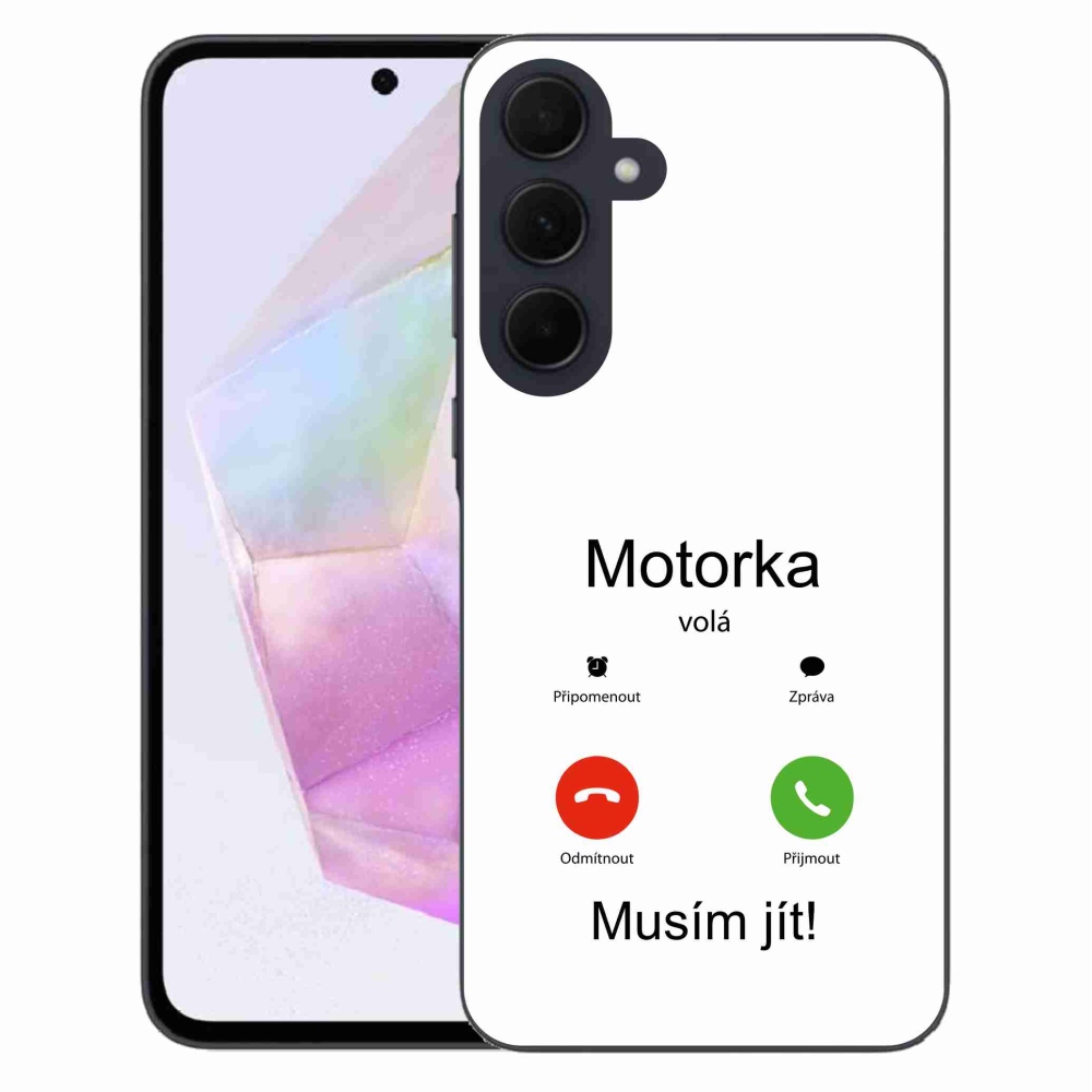 Gél borító mmCase Samsung Galaxy A35 5G - motoros hívások fehér háttérrel