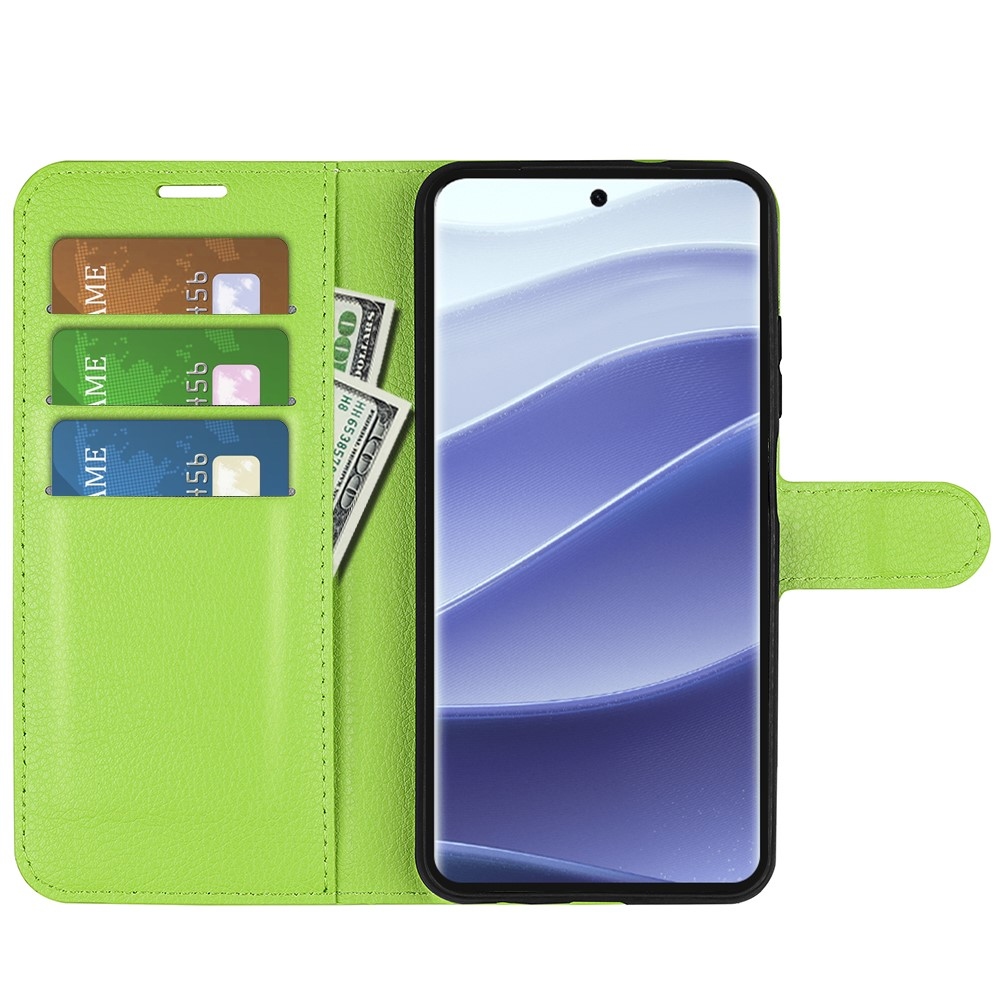 Litchi könyv tok a Xiaomi Redmi Note 14 Pro 5G/Poco X7 5G számára - zöld