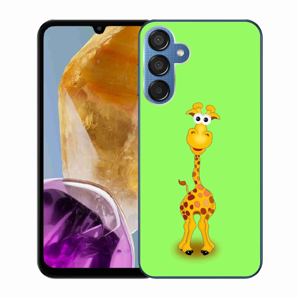 Zselés borítás mmCase Samsung Galaxy M15 5G - rajzfilm zsiráfhoz