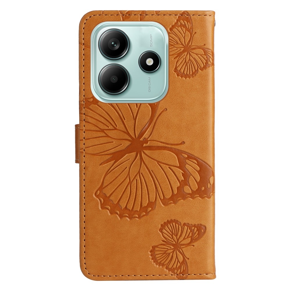 Nagy pillangó könyv tok a Xiaomi Redmi Note 14 5G-hez - sárga