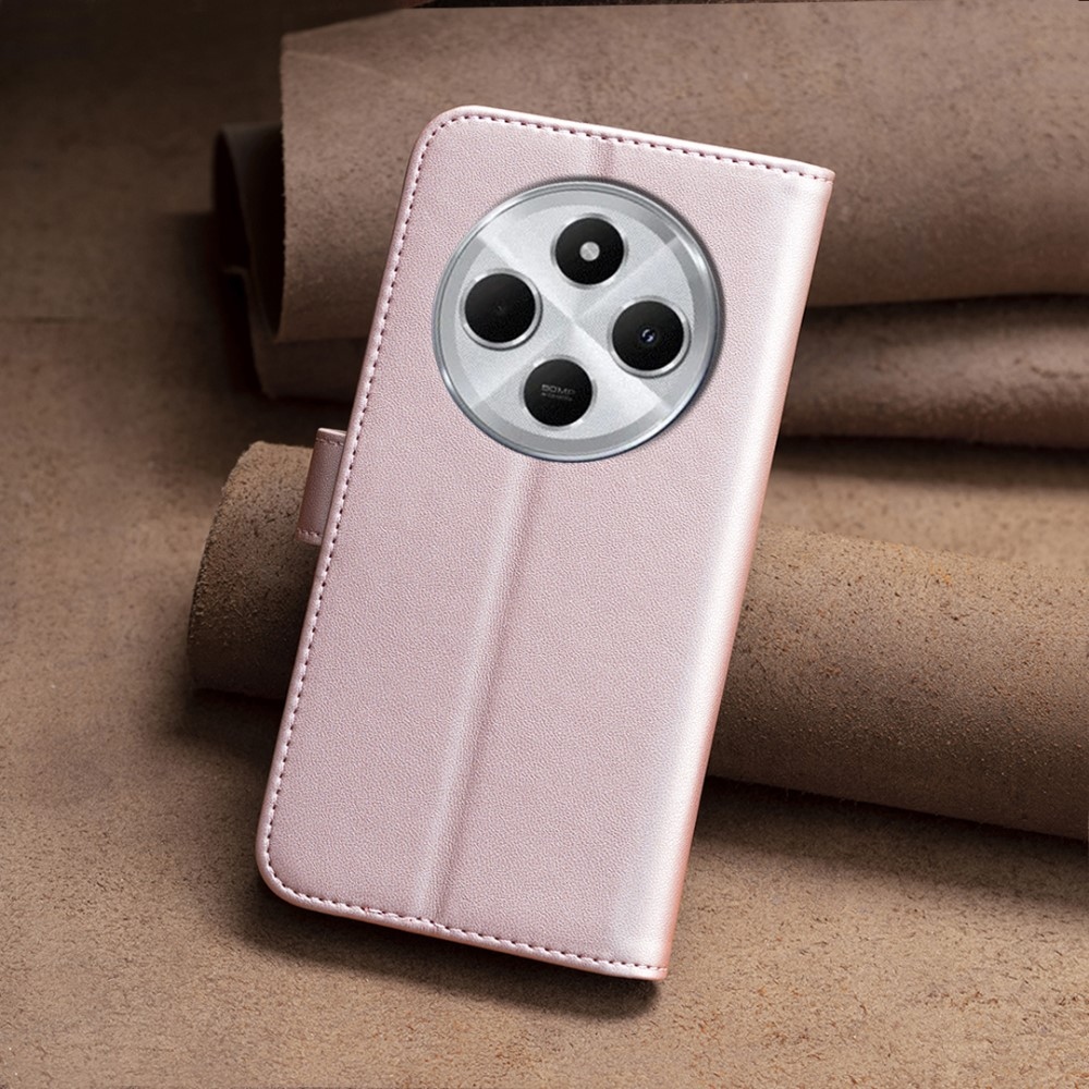 BNF könyv tok Xiaomi Redmi 14C/Poco C75-hez - rózsaarany színben