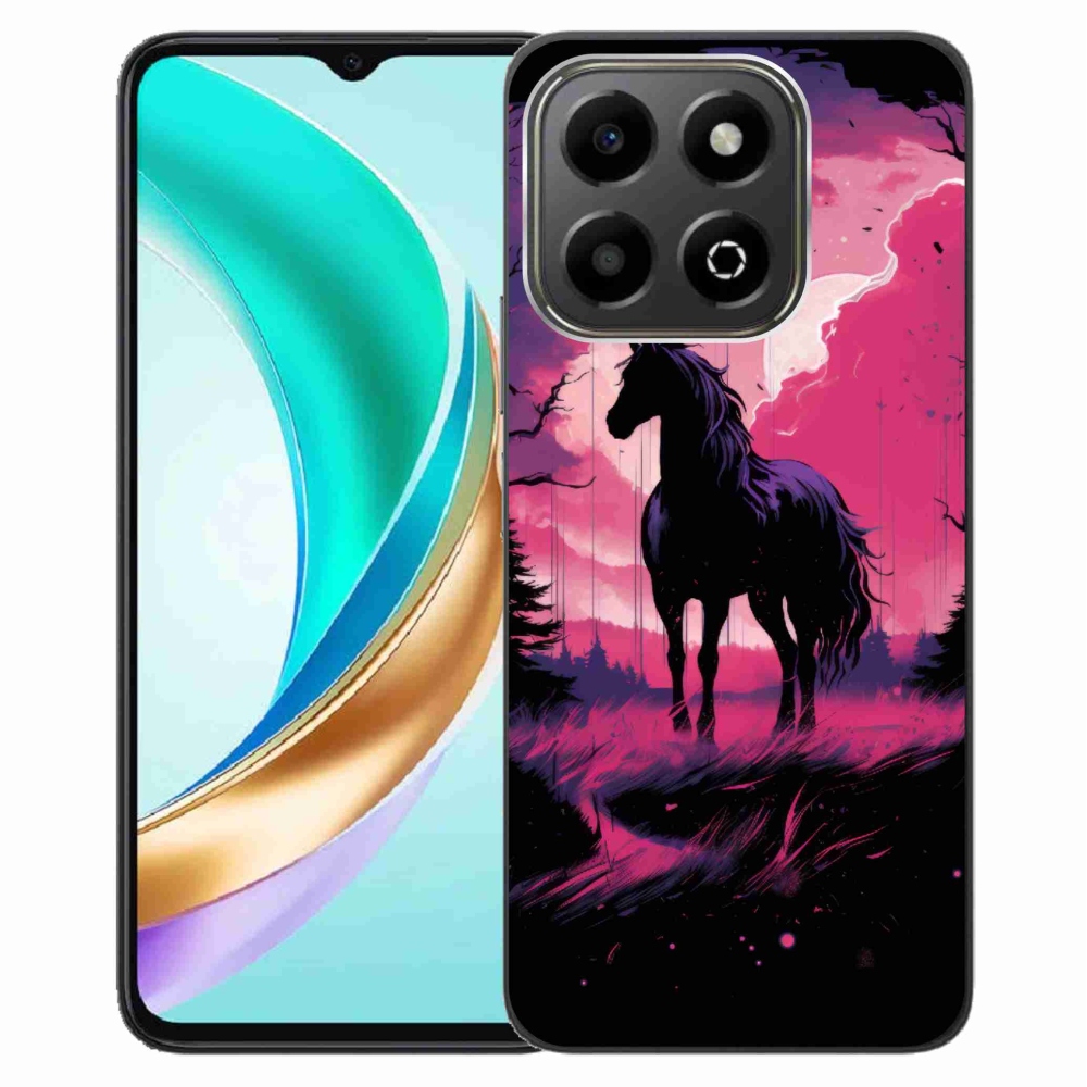 Zselés borítás mmCase a Honor X6b készülékhez - fekete rajzfilm ló 1