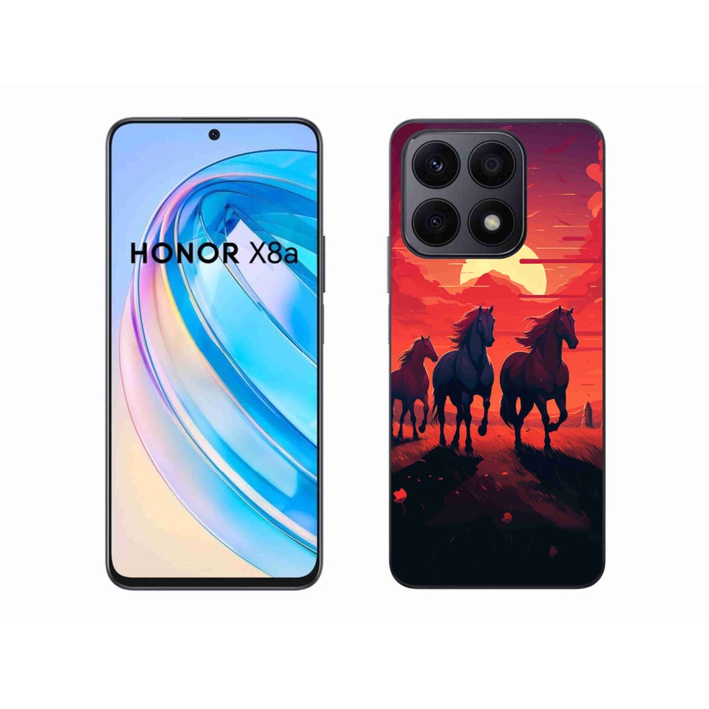 Zselés borítás mmCase a Honor X8a számára - lovak és naplemente