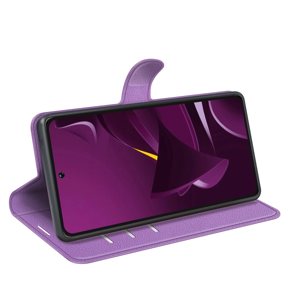 Litchi könyv tok a Xiaomi Poco M7 Pro 5G-hez - lila