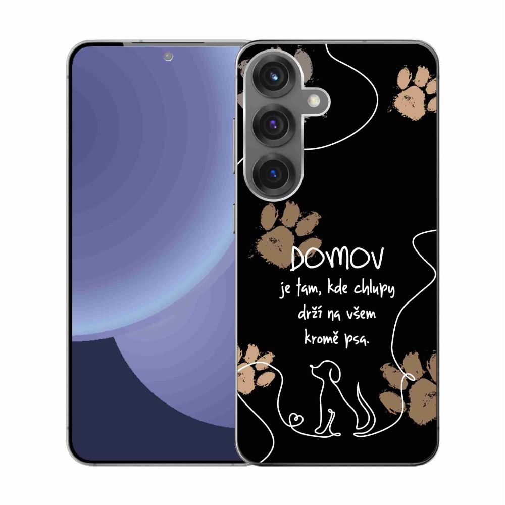 Gél borítás mmCase Samsung Galaxy S25 készülékhez - kutya motívum fekete háttérrel